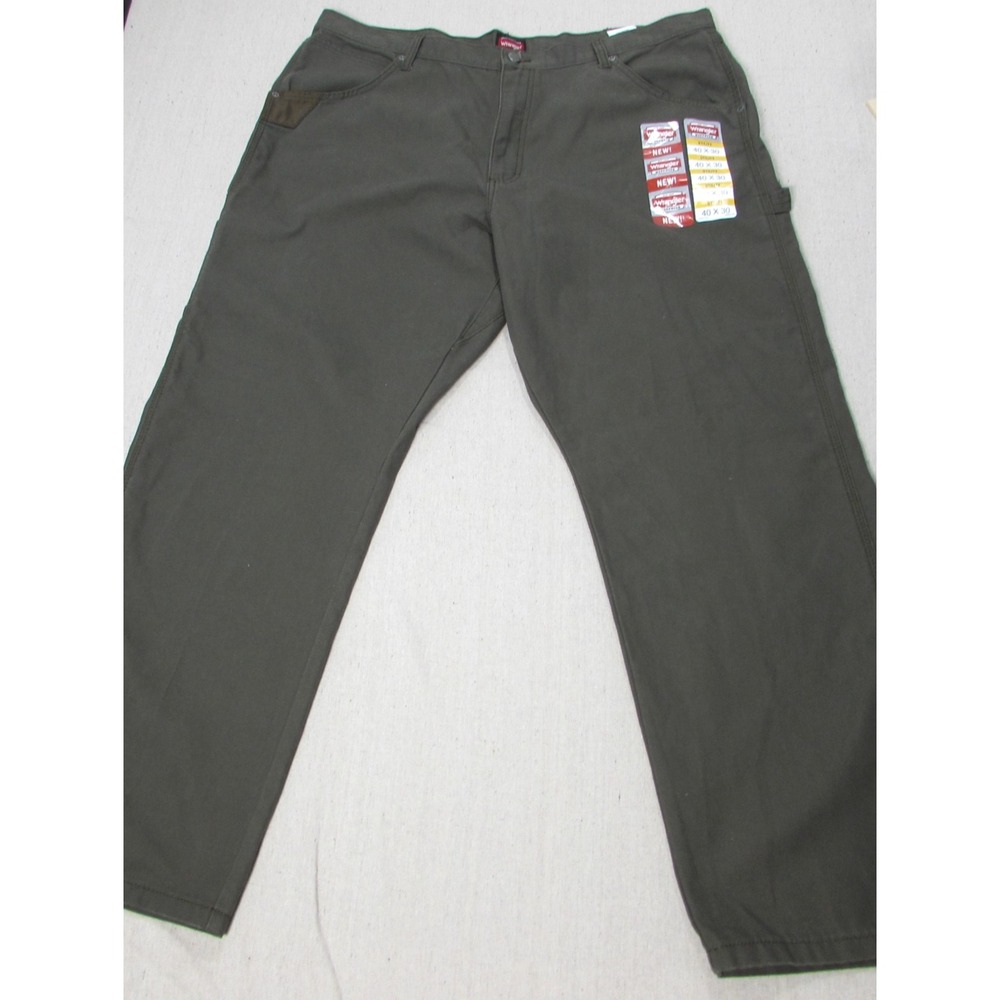 New Wrangler Men Workwear Relaxed Fit Utility Pants Utility Pockets Green 40x30
